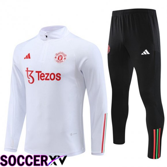 Manchester United Training Tracksuit Suit White 2023/2024