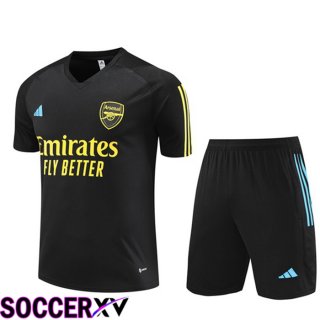 Arsenal Training T Shirt + Shorts Black 2023/2024