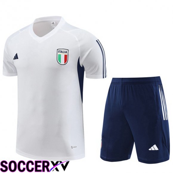 Italy Training T Shirt + Shorts White 2023/2024