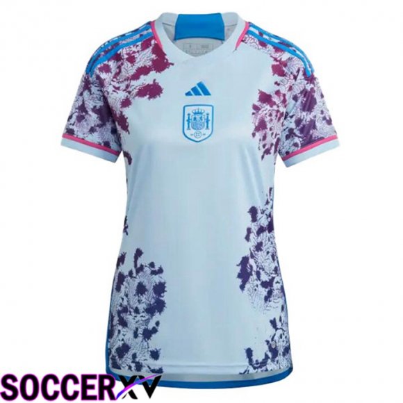 Spain Womens Soccer Jersey Away Blue 2023/2024