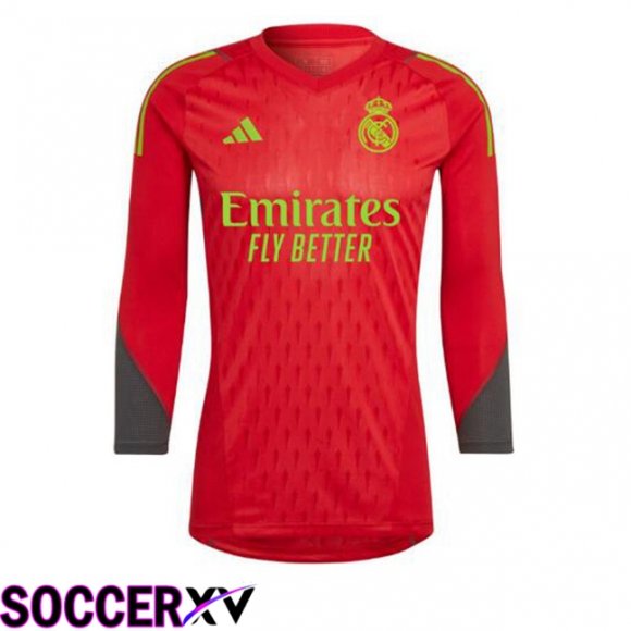 Real Madrid Goalkeeper Soccer Jersey Long sleeve Red 2023/2024