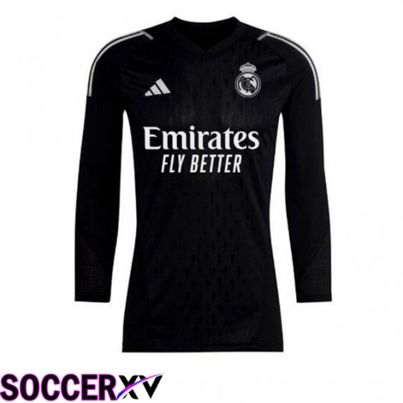 Real Madrid Goalkeeper Soccer Jersey Long sleeve Black 2023/2024