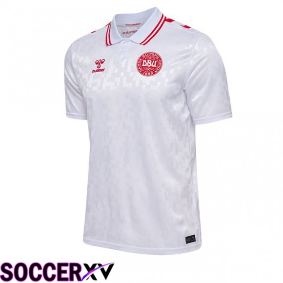 Denmark Away Soccer Jersey White UEFA Euro 2024