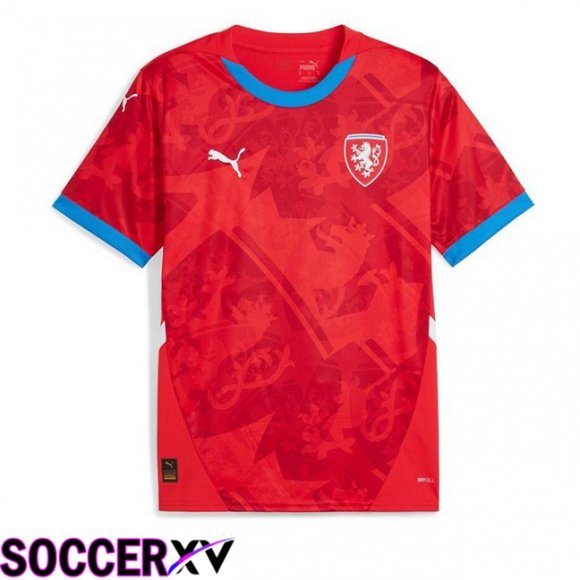 Czechia Home Soccer Jersey Red UEFA Euro 2024