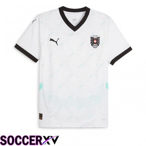 Austria Away Soccer Jersey White UEFA Euro 2024