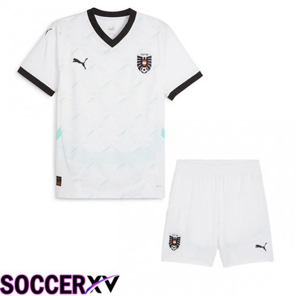 Austria Kids Away Soccer Jersey White UEFA Euro 2024