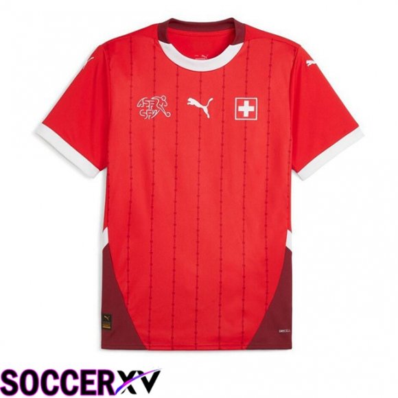 Swiss Home Soccer Jersey Red UEFA Euro 2024