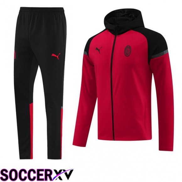 AC Milan Training Tracksuit - Training Sweatshirt Hoodie Red 2024/2025