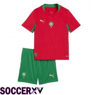 Morocco Kids Home Soccer Jersey Red 2026/2027
