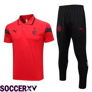 AC Milan Soccer Polo + Pants Red 2023/2024