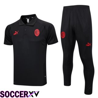 AC Milan Soccer Polo + Pants Black 2023/2024