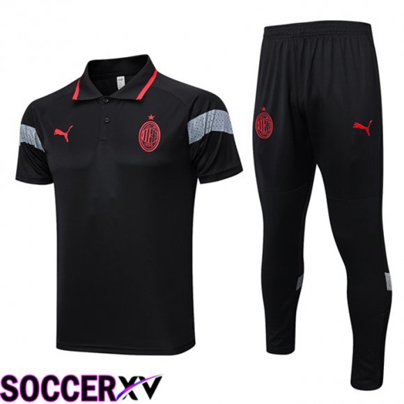 AC Milan Soccer Polo + Pants Black 2023/2024