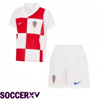 Croatia Kids Home Soccer Jersey White UEFA Euro 2024