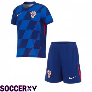 Croatia Kids Away Soccer Jersey Blue UEFA Euro 2024