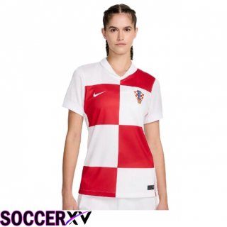 Croatia Womens Home Soccer Jersey White UEFA Euro 2024