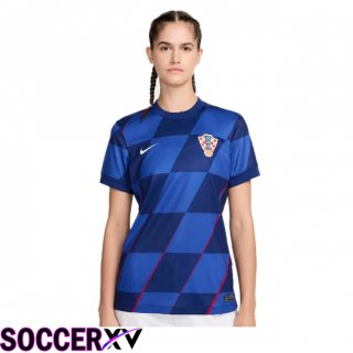 Croatia Womens Away Soccer Jersey Blue UEFA Euro 2024