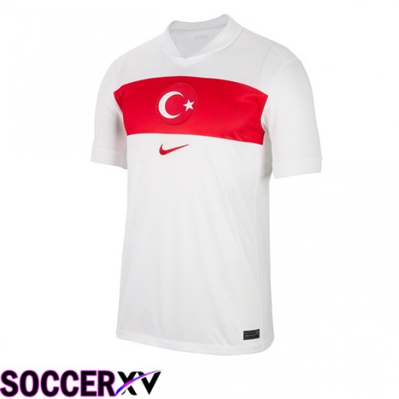 Türkiye Home Soccer Jersey White UEFA Euro 2024