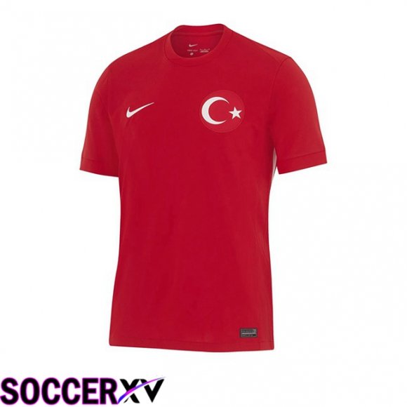 Türkiye Away Soccer Jersey Red UEFA Euro 2024