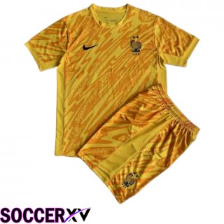 France Kids Goalkeeper Soccer Jersey Yellow UEFA Euro 2024