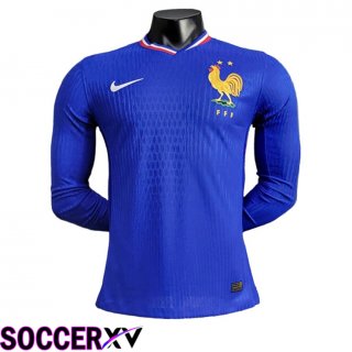 France Long sleeve Home Soccer Jersey UEFA Euro 2024