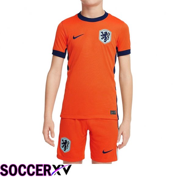 Netherlands Kids Home Soccer Jersey UEFA Euro 2024