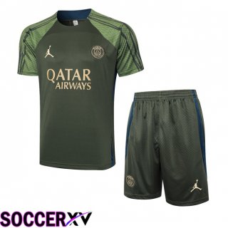 Paris PSG kit Training T Shirt + Shorts Green 2024/2025