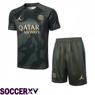 Paris PSG kit Training T Shirt + Shorts Green 2024/2025