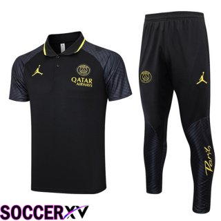 Paris PSG Soccer Polo + Pants Black 2023/2024