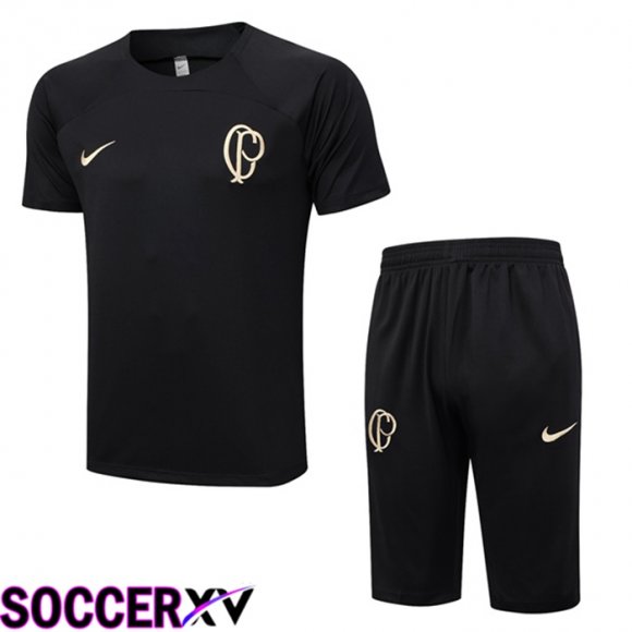 Corinthians Training T Shirt + Shorts Black 2023/2024