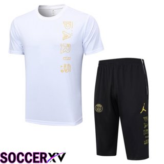 Paris PSG Training T Shirt + Shorts White 2023/2024