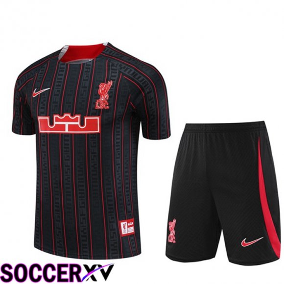 FC Liverpool Training T Shirt + Shorts Black 2023/2024