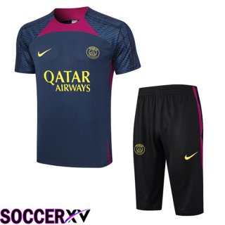 Paris PSG Training T Shirt + Shorts Royal Blue 2023/2024