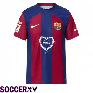 FC Barcelona Soccer Jersey Karol G Special Edition Blue Red 2023/2024