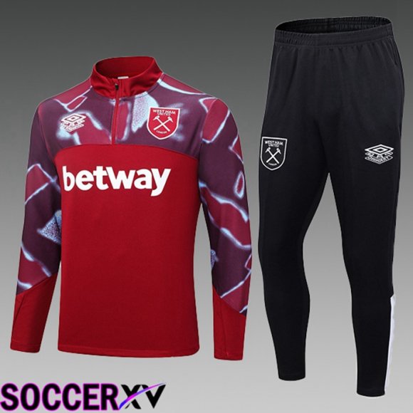 West Ham Kids Training Tracksuit Suit Red 2023/2024