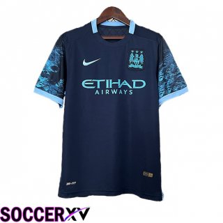 Manchester City Retro Away Soccer Jersey Blue Royal 2015-2016