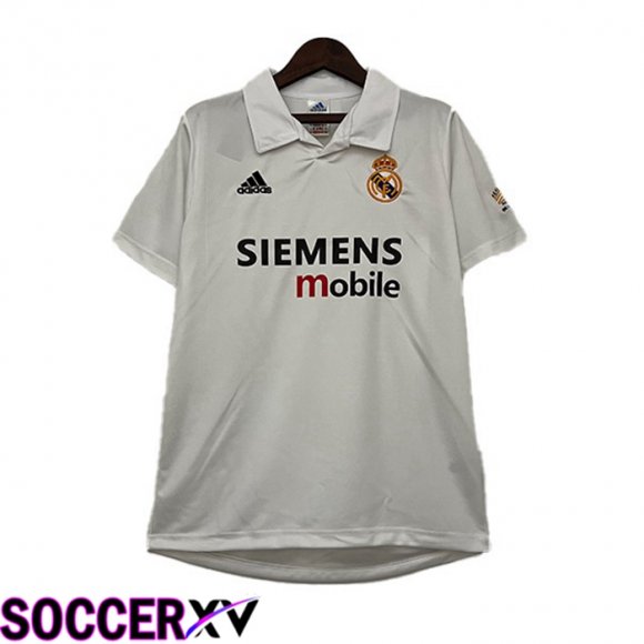 Real Madrid Retro Soccer Jersey Home White 2002-2003