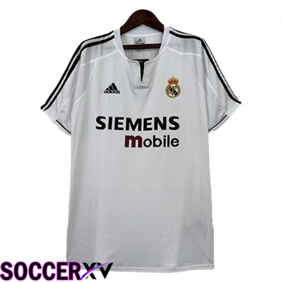 Real Madrid Retro Soccer Jersey Home White 2003-2004