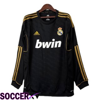 Real Madrid Retro Soccer Jersey Away Long Sleeve Black 2011-2012