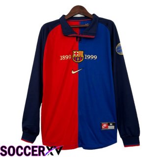 FC Barcelona Retro Soccer Jersey 100th Anniversary Long Sleeve Red Blue