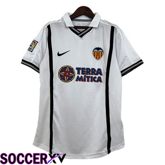 Valencia CF Retro Soccer Jersey Home White 2000-2001