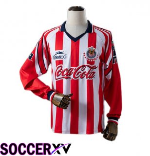 CD Guadalajara Retro Home Soccer Jersey Long sleeve Red White 1998-1999