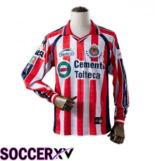 CD Guadalajara Retro Home Soccer Jersey Long sleeve Red White 1999-2000
