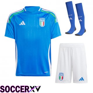 Italy Home Soccer Jersey (Shorts + Socks) Kit 2024/2025