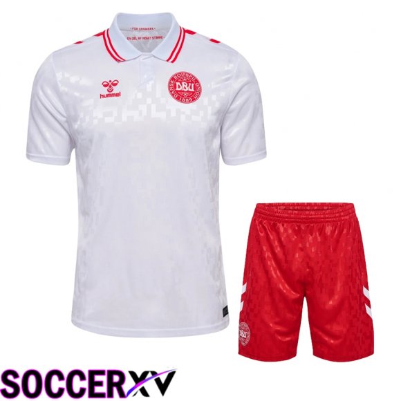 Denmark Away Soccer Jersey + Shorts Kit 2024/2025