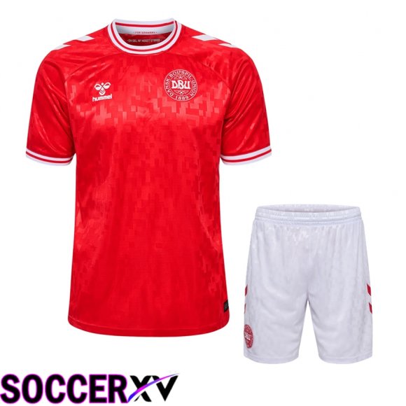 Denmark Home Soccer Jersey + Shorts Kit 2024/2025