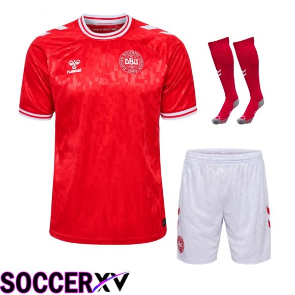 Denmark Home Soccer Jersey (Shorts + Socks) Kit 2024/2025