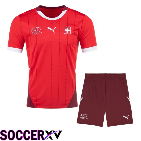 Swiss Home Soccer Jersey + Shorts Kit UEFA Euro 2024