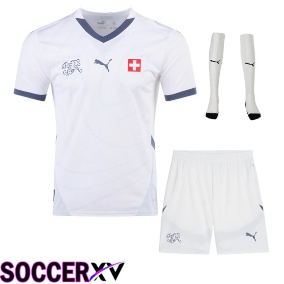 Swiss Away Soccer Jersey (Shorts + Socks) Kit UEFA Euro 2024