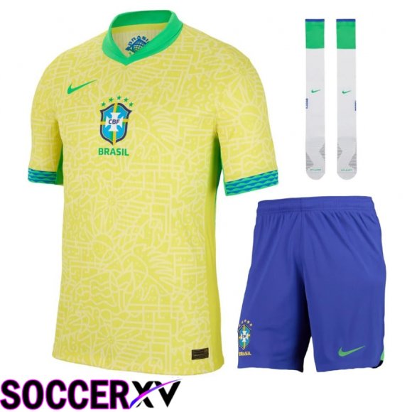 Brazil Home Soccer Jersey (Shorts + Socks) Kit 2024/2025