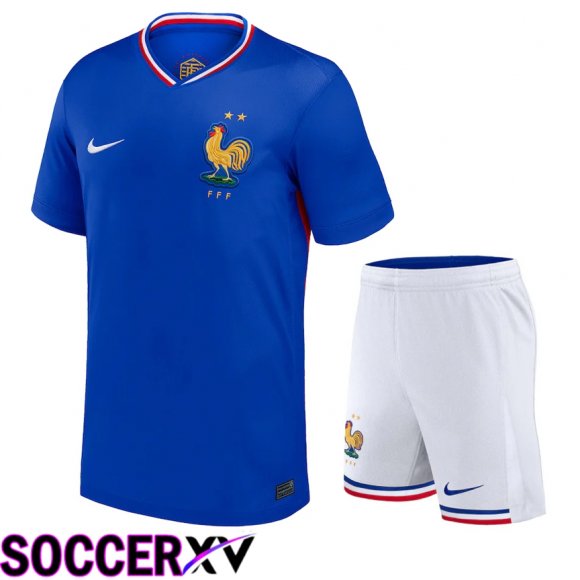 France Home Soccer Jersey + Shorts Kit 2024/2025